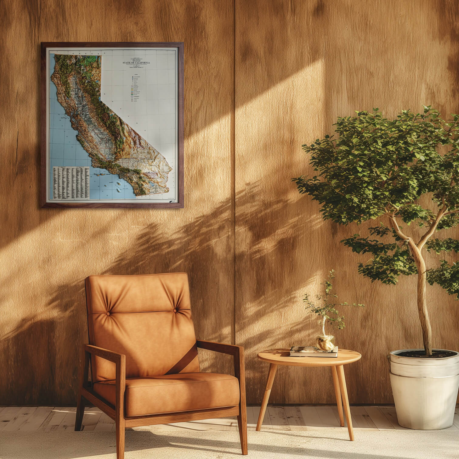 California 1944 3D Raised Relief Map - Muir Way - 3D