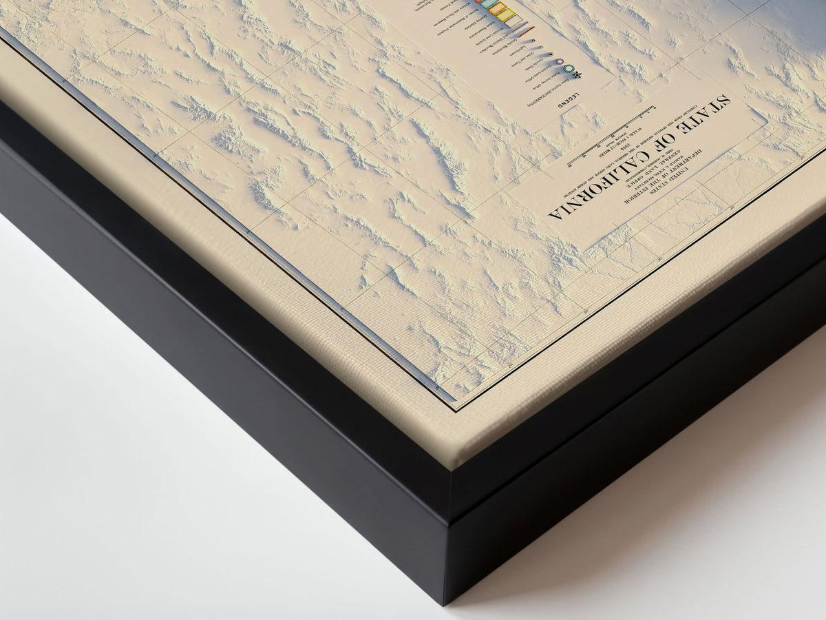 California 1944 Shaded Relief Map – XL Canvas - Muir Way - XL Canvas
