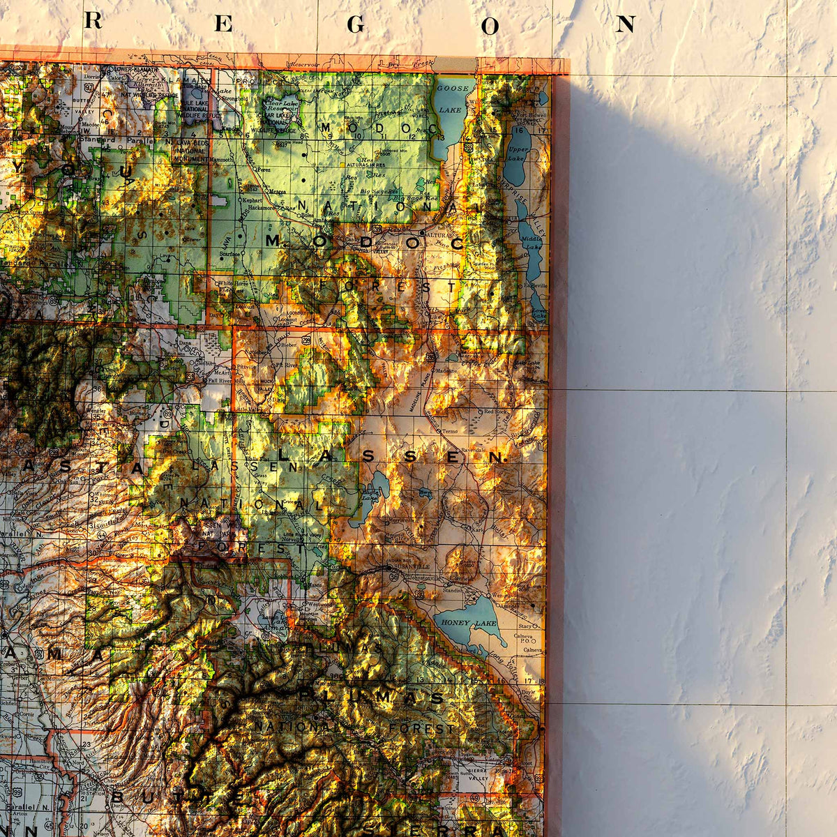 California 1944 Shaded Relief Map – XL Canvas - Muir Way - XL Canvas