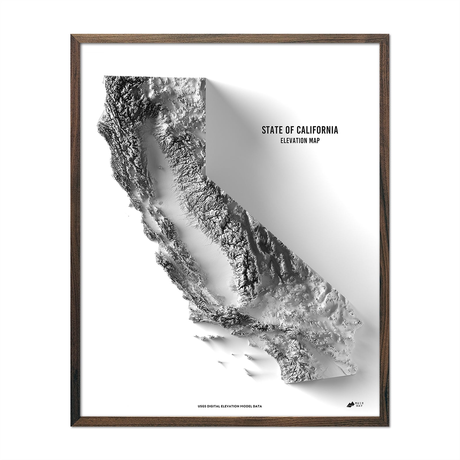 California Elevation Map - Muir Way - Elevation