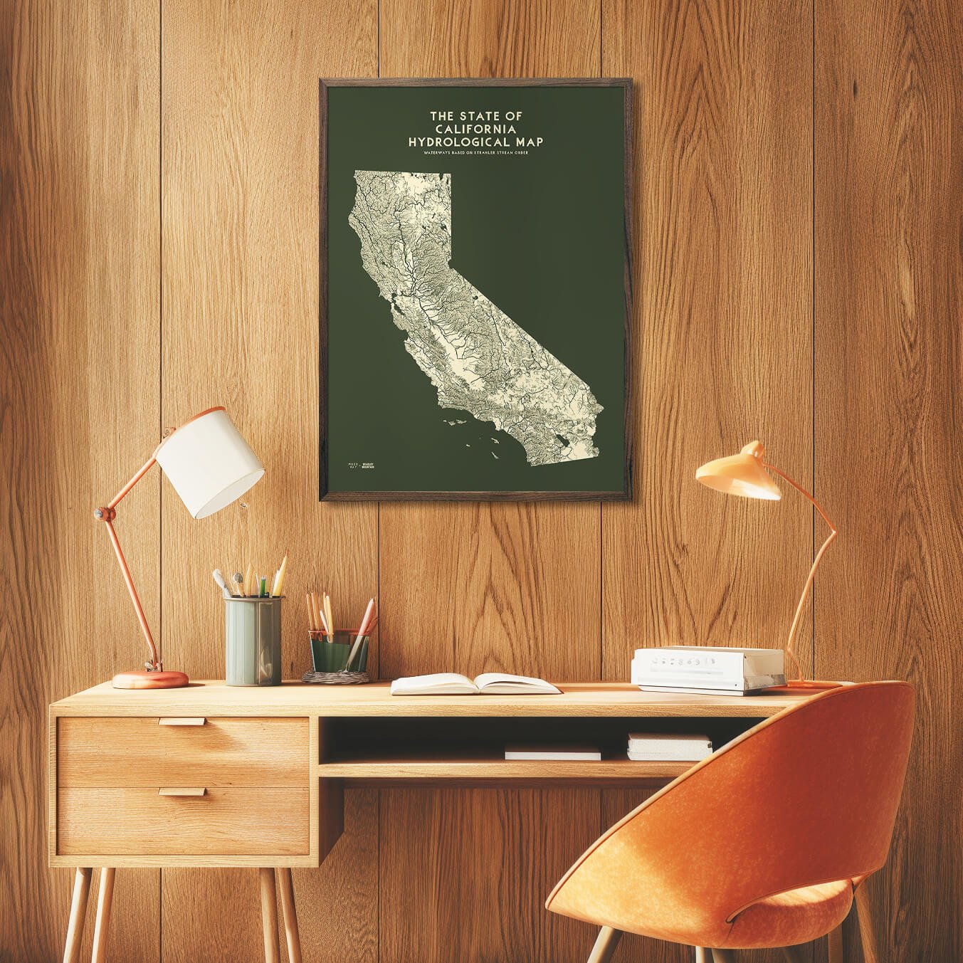 California Hydrological Map – Canvas Green - Muir Way - Hydrology