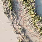 California 1931 National Forests Shaded Relief Map - Muir Way - Vintage Relief