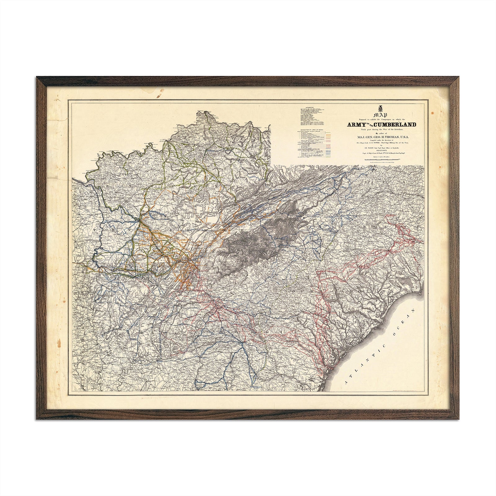 Campaigns in which Army of the Cumberland Took Part - Muir Way - Vintage Map