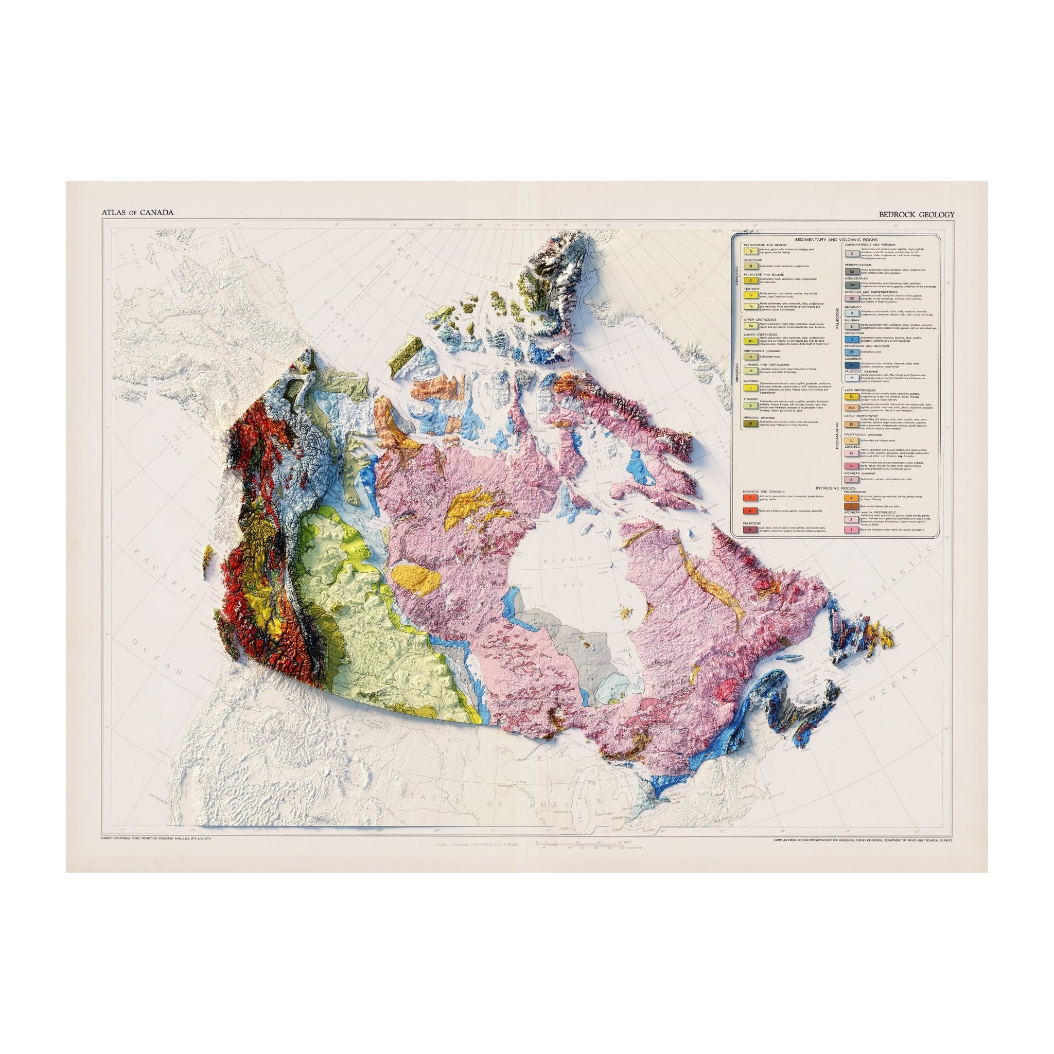 Canada 1956 Shaded Relief Map - Muir Way - Vintage Relief