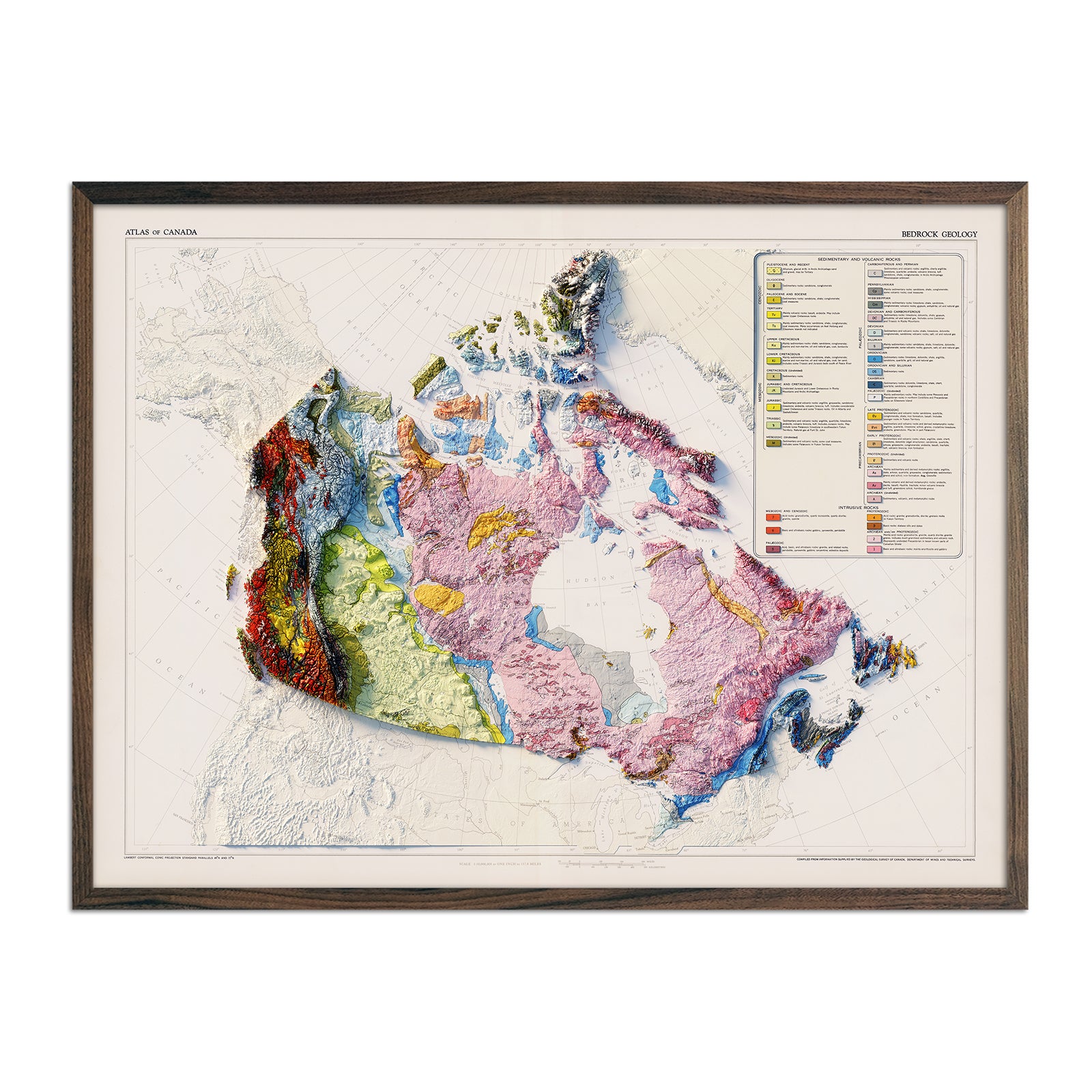 Canada 1956 Shaded Relief Map - Muir Way - Vintage Relief