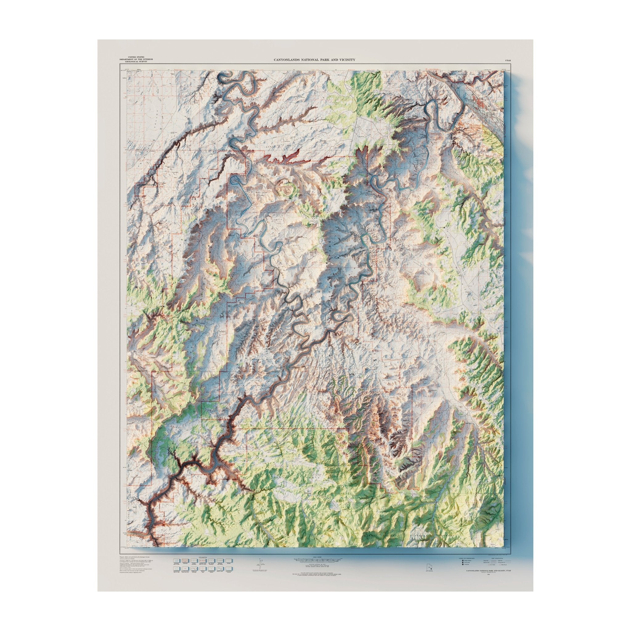 Canyonlands National Park 1968 Shaded Relief Map - Muir Way - Vintage Relief
