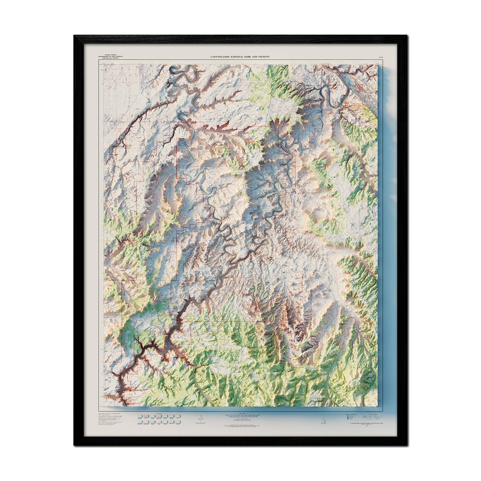 Canyonlands National Park 1968 Shaded Relief Map - Muir Way - Vintage Relief