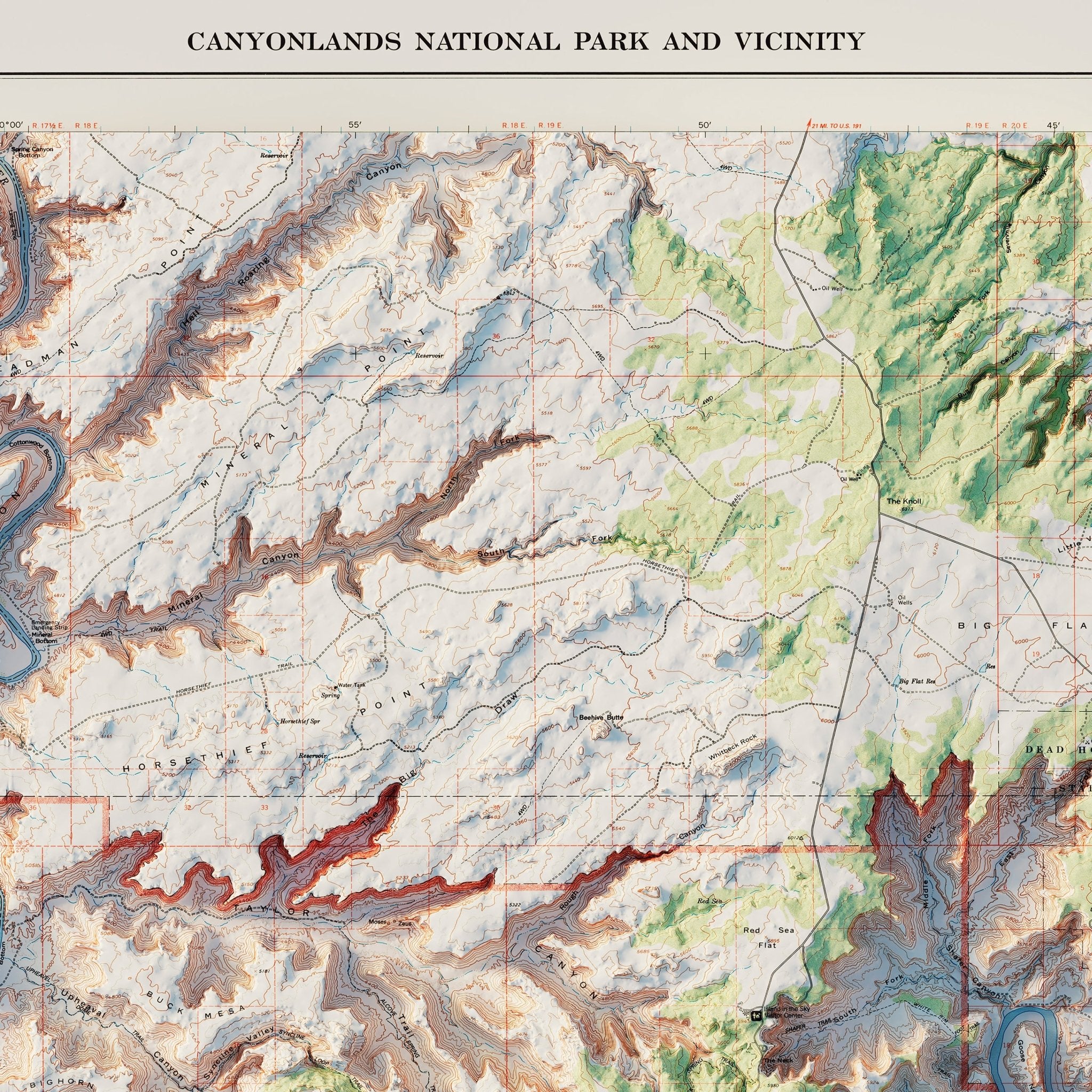 Canyonlands National Park 1968 Shaded Relief Map - Muir Way - Vintage Relief