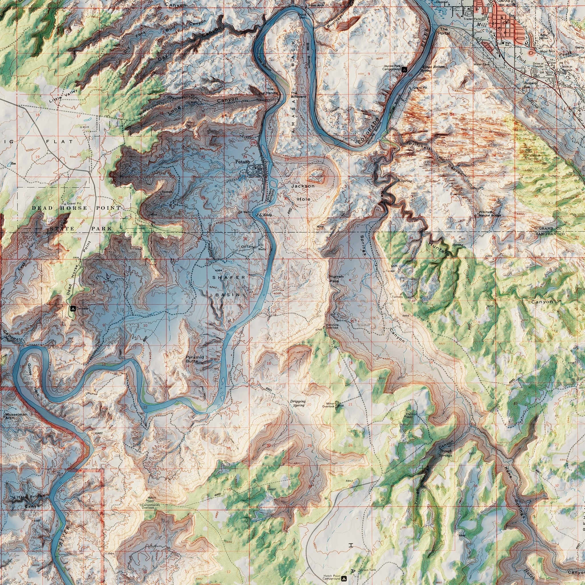 Canyonlands National Park 1968 Shaded Relief Map - Muir Way - Vintage Relief