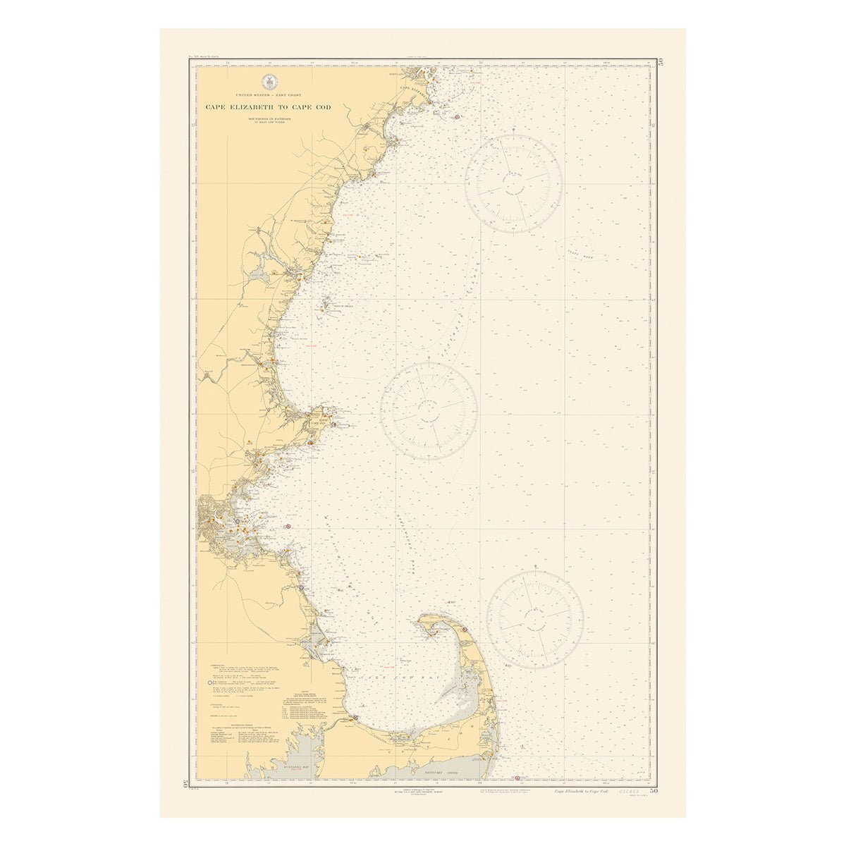 Cape Elizabeth to Cape Cod Nautical Chart 1935 - Muir Way - Vintage Map