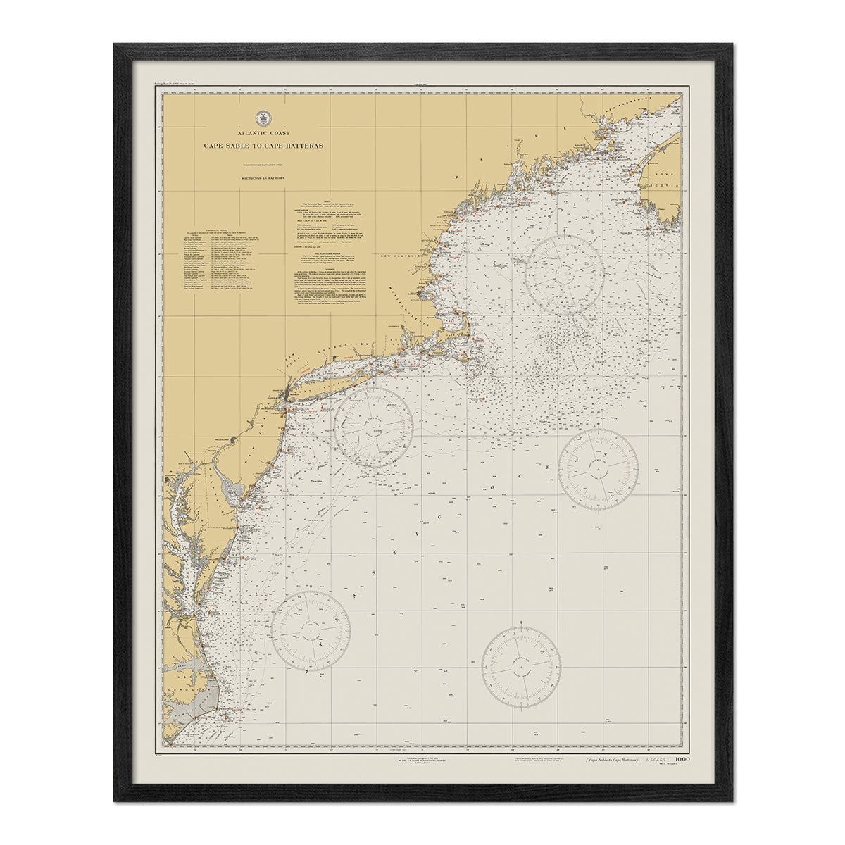 Cape Sable to Cape Hatteras Nautical Chart 1934 - Muir Way - Vintage Map