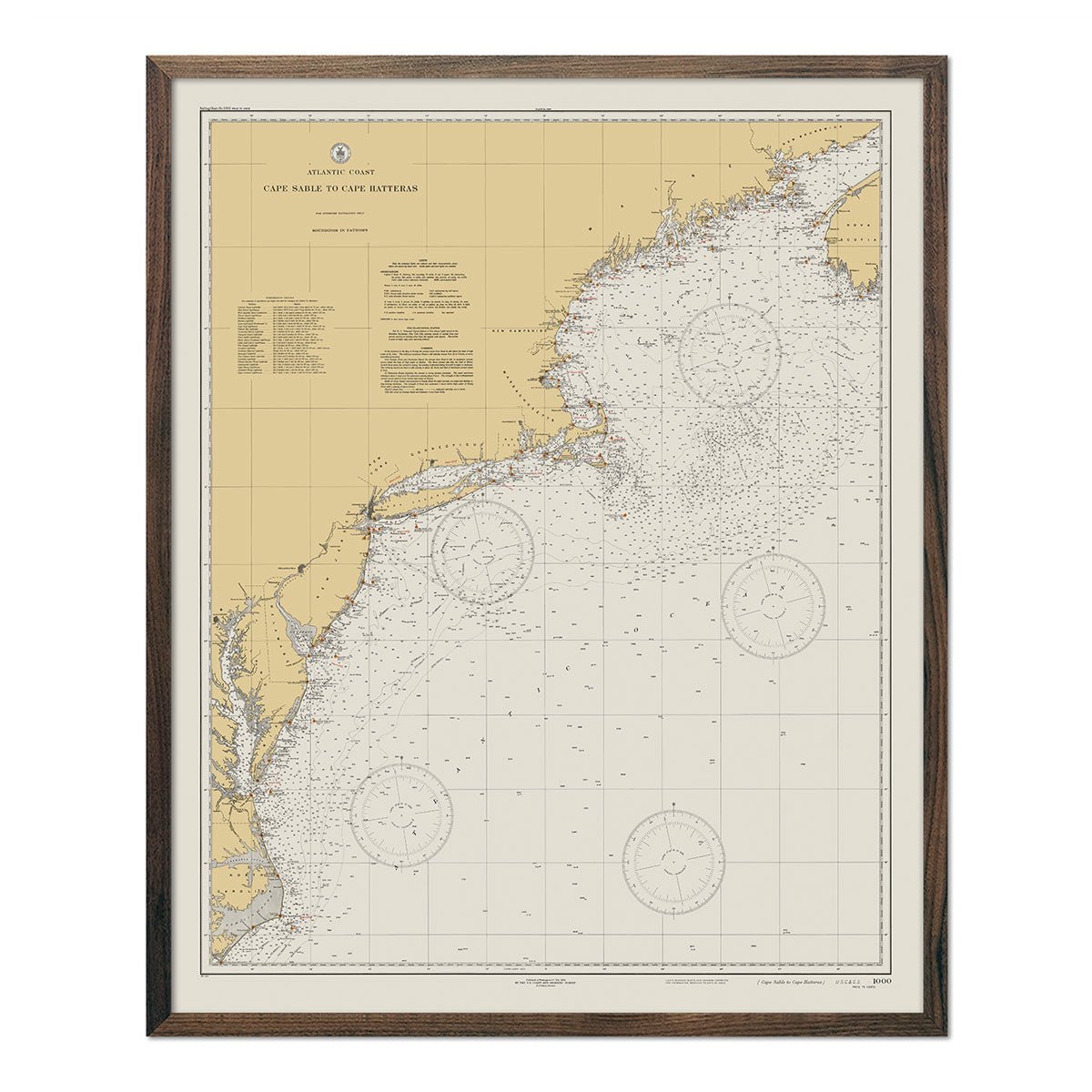 Cape Sable to Cape Hatteras Nautical Chart 1934 - Muir Way - Vintage Map