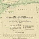 Carte Officielle des Stations Radiotelegraphiques of the Atlantic Ocean NE and Mediterranean 1925 - Muir Way - Vintage Map