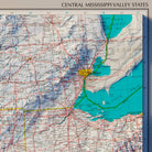 Central Mississippi Valley States 1970 Shaded Relief Map - Muir Way - Vintage Relief