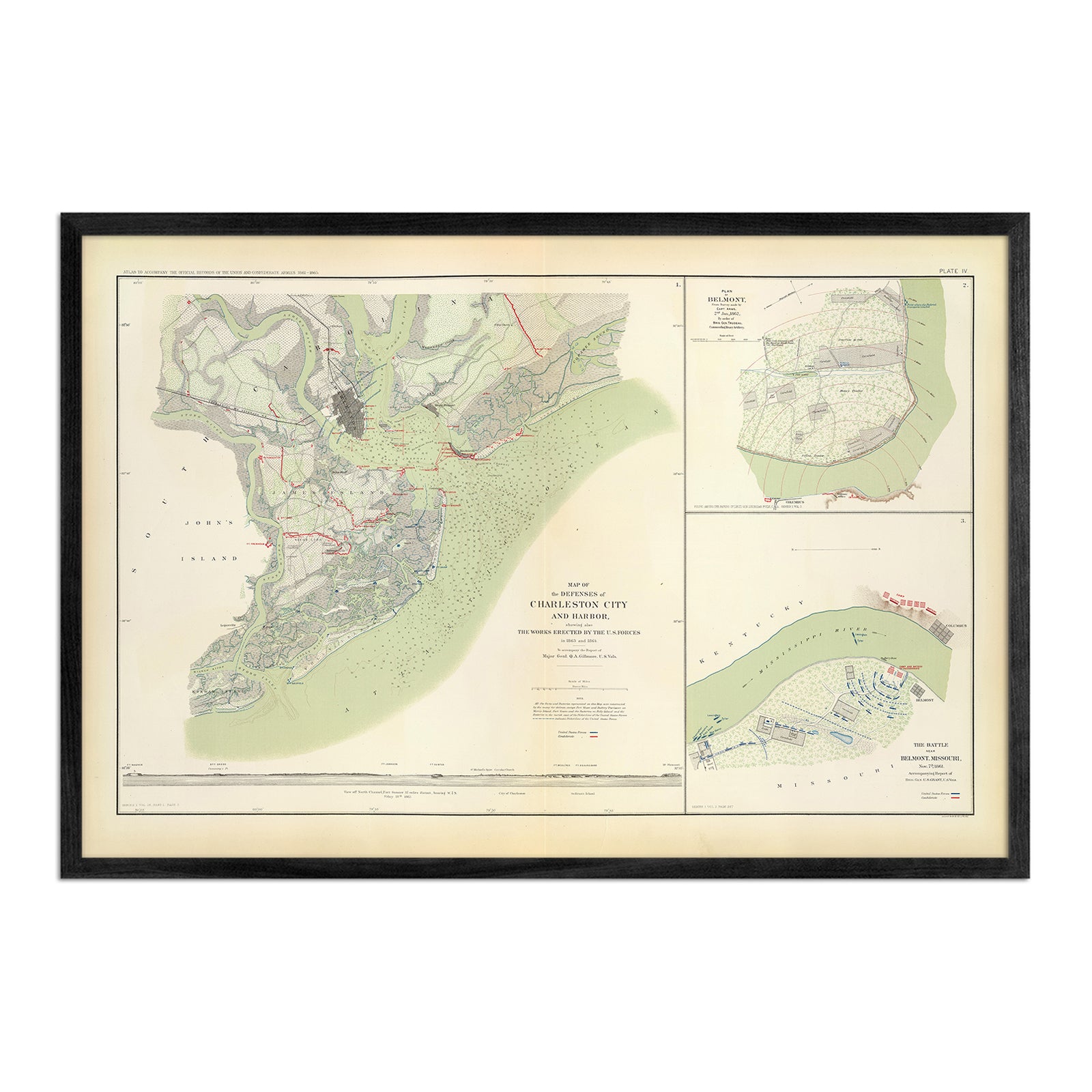 Charleston Defenses, Belmont Battlefield - Muir Way - Vintage Map