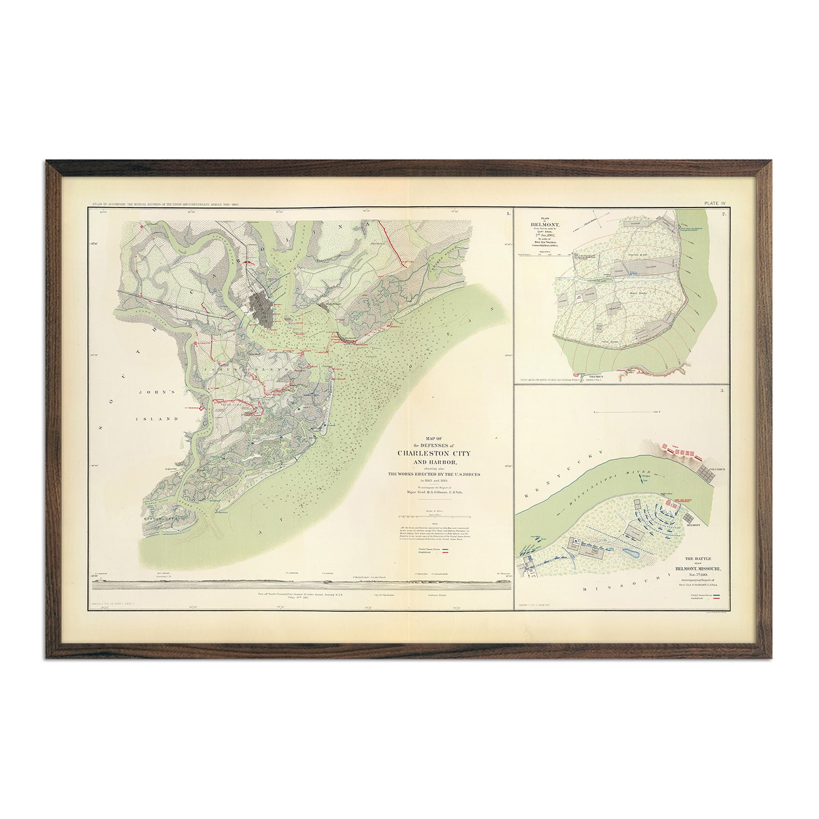 Charleston Defenses, Belmont Battlefield - Muir Way - Vintage Map
