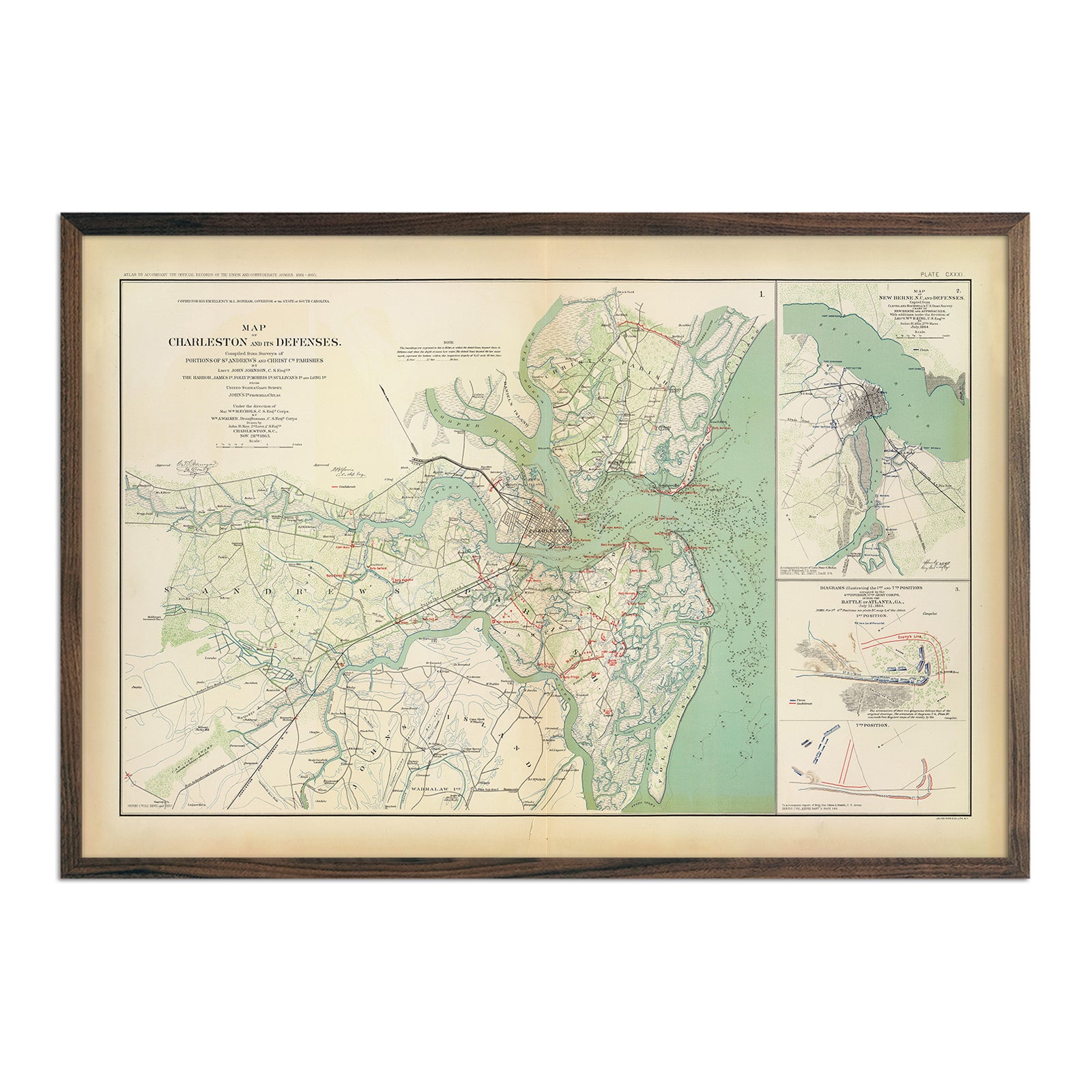 Charleston Defenses - Muir Way - Vintage Map