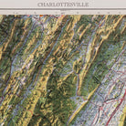 Charlottesville, VA 1965 Shaded Relief Map - Muir Way - Vintage Relief