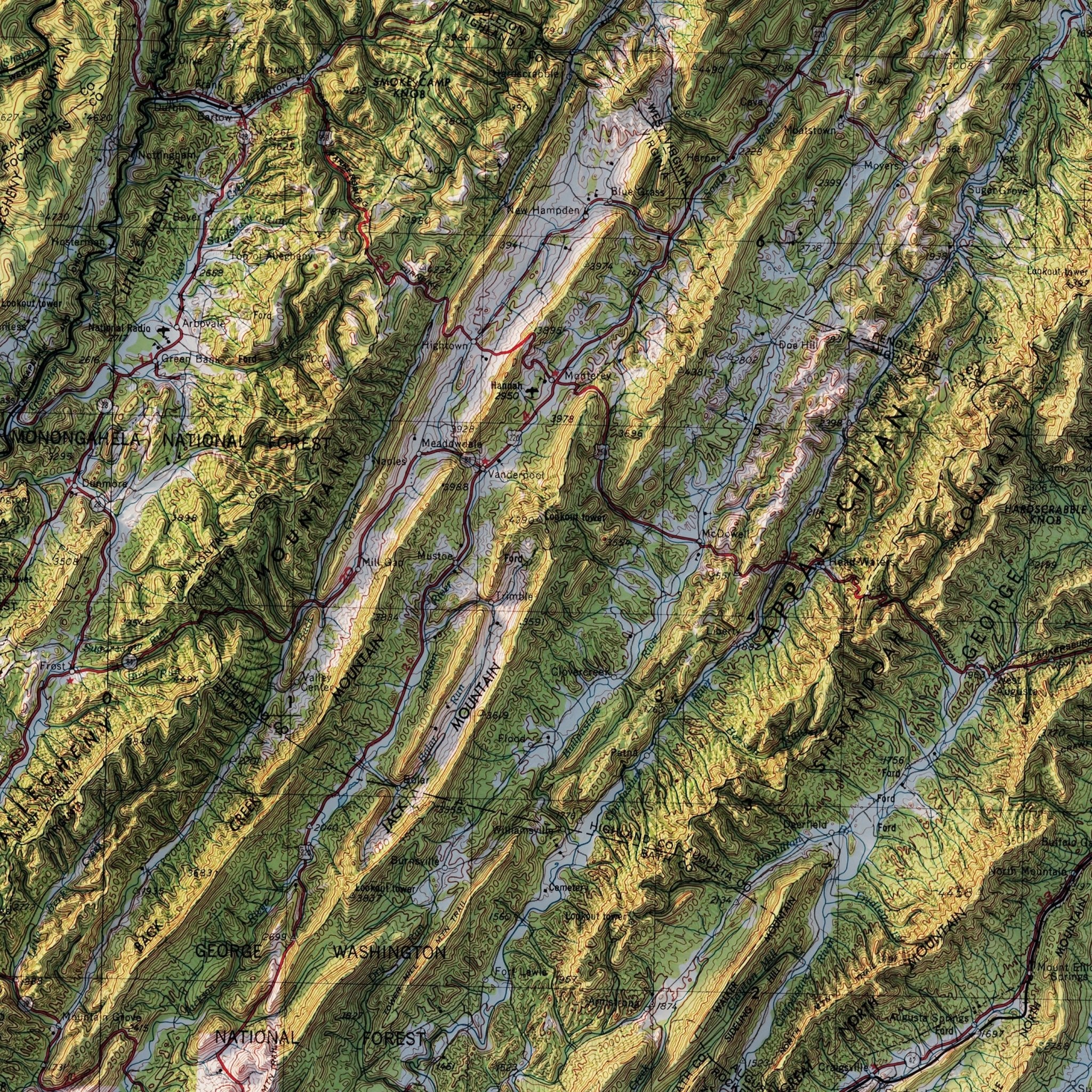 Charlottesville, VA 1965 Shaded Relief Map - Muir Way - Vintage Relief