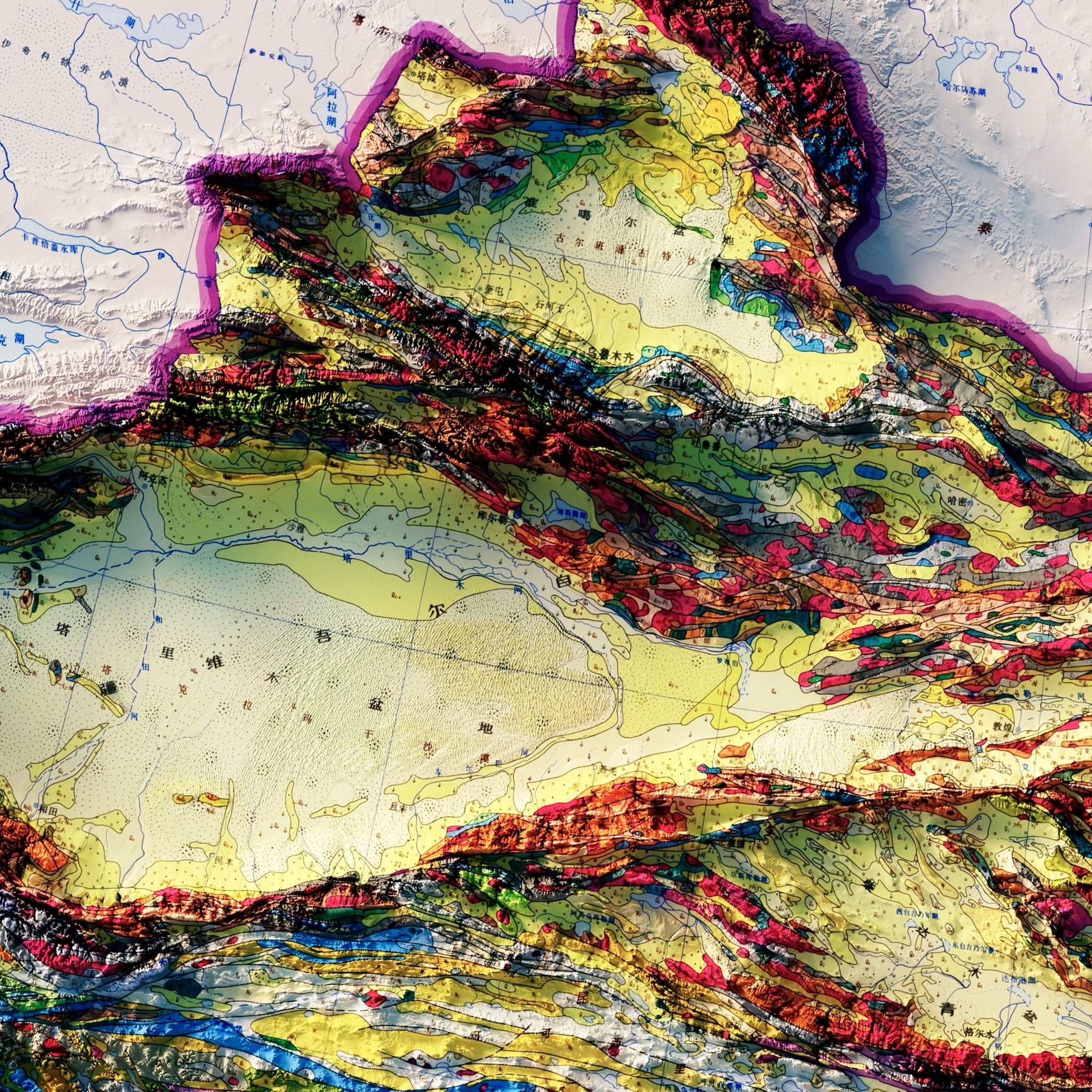 China 1989 Shaded Relief Map - Muir Way - Vintage Relief