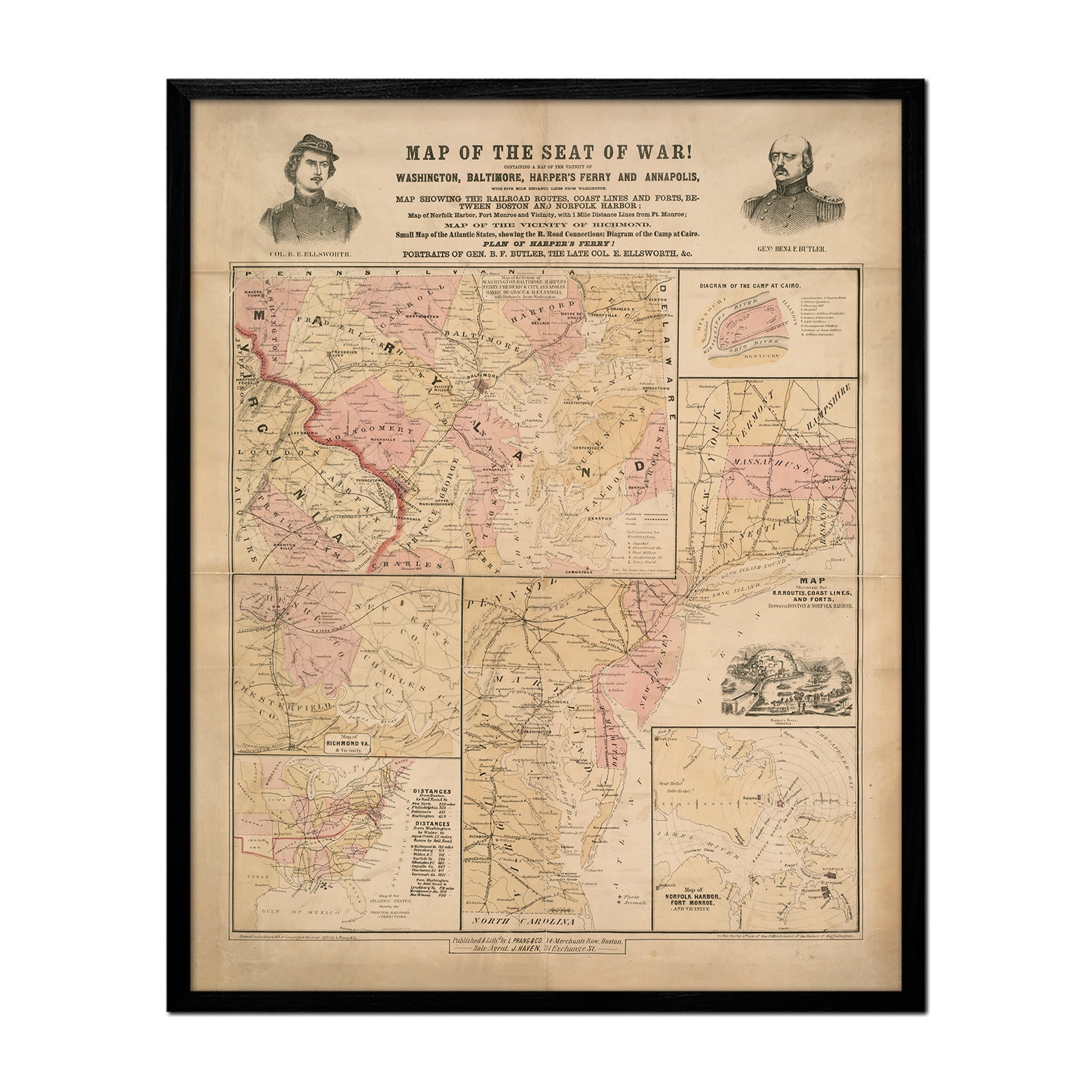 Map of the Seat of War 1861 - Muir Way - Vintage Map