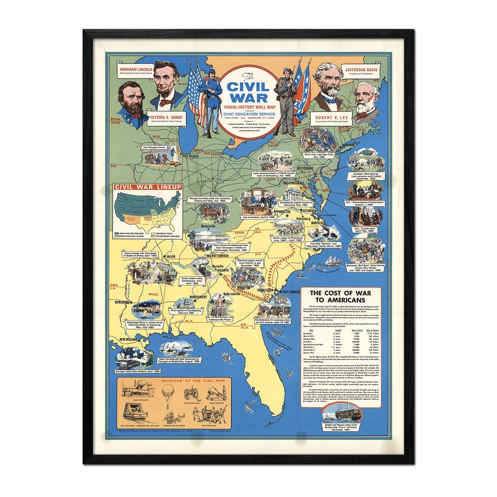 Civil War Visual History Map - Muir Way - Vintage Map