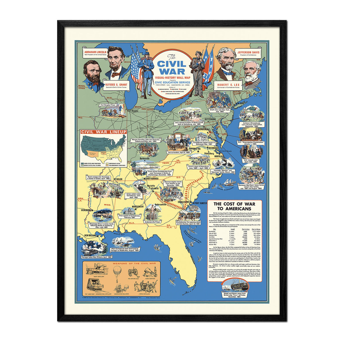 Civil War Visual History Map - Muir Way - Vintage Map