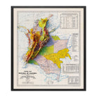 Colombia Coffee 1939 Shaded Relief Map - Muir Way - Vintage Relief