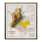 Colombia Coffee 1939 Shaded Relief Map - Muir Way - Vintage Relief
