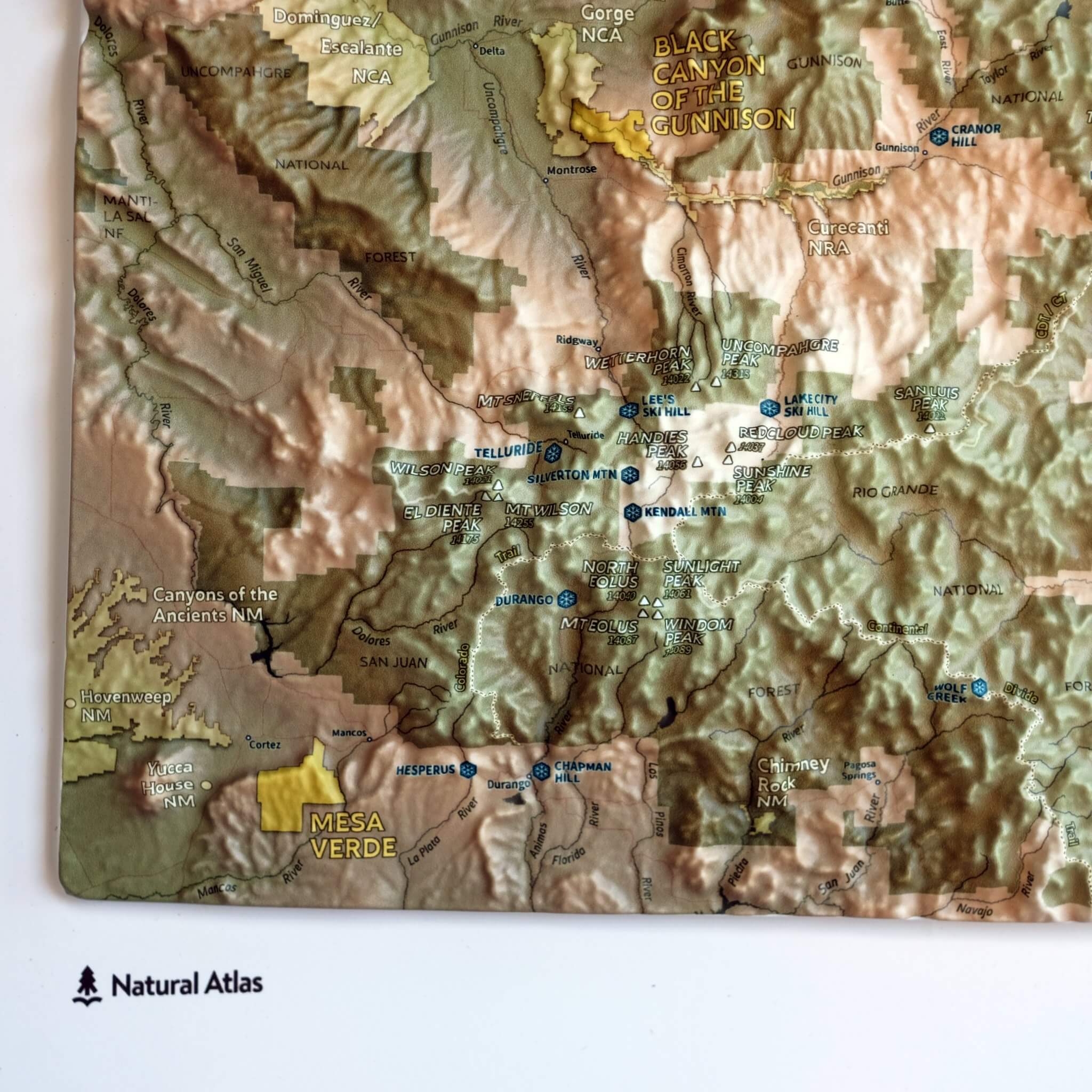 Colorado 14ers 3D Raised Relief Map - Muir Way - Natural Atlas