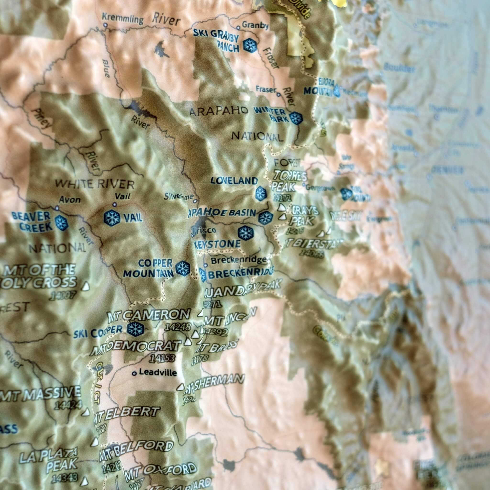 Colorado 14ers 3D Raised Relief Map - Muir Way - Natural Atlas