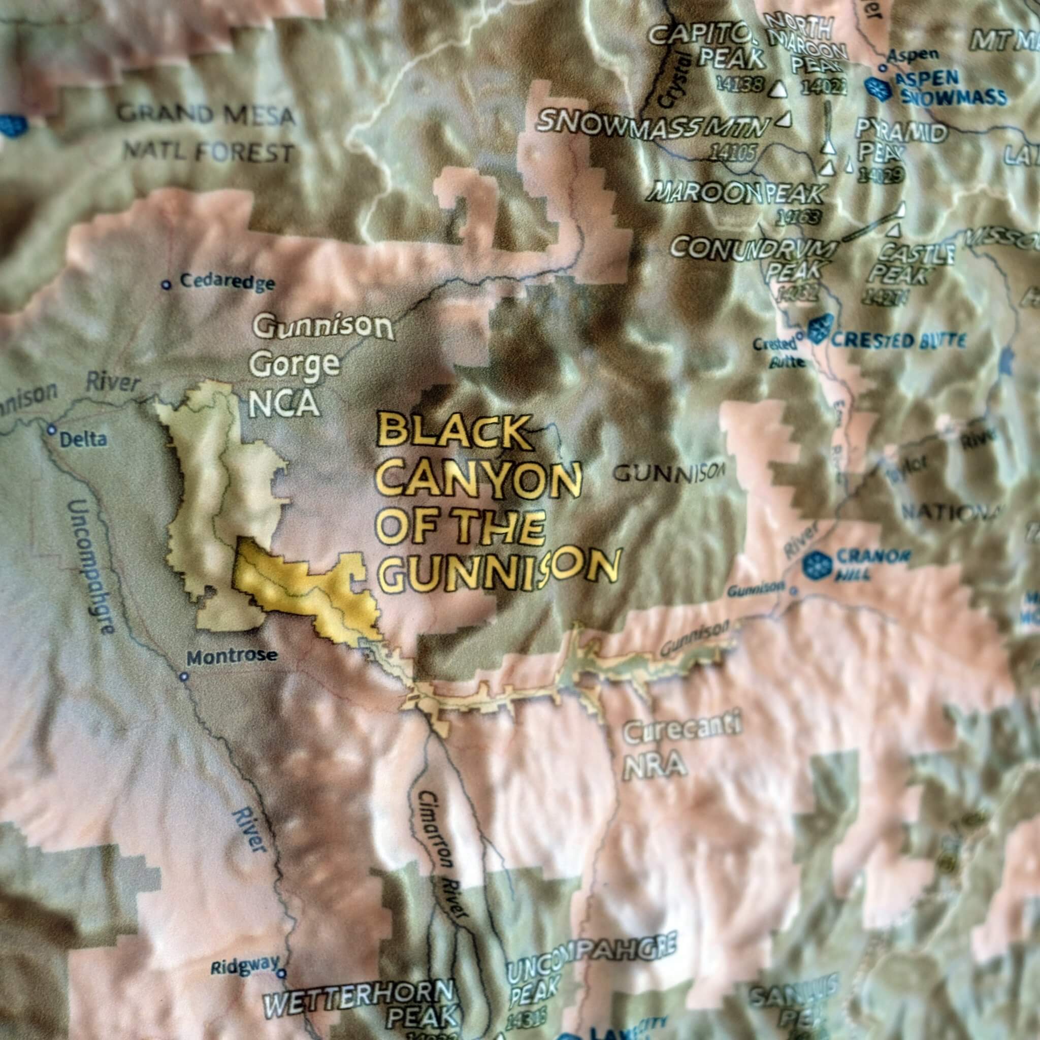 Colorado 14ers 3D Raised Relief Map - Muir Way - Natural Atlas