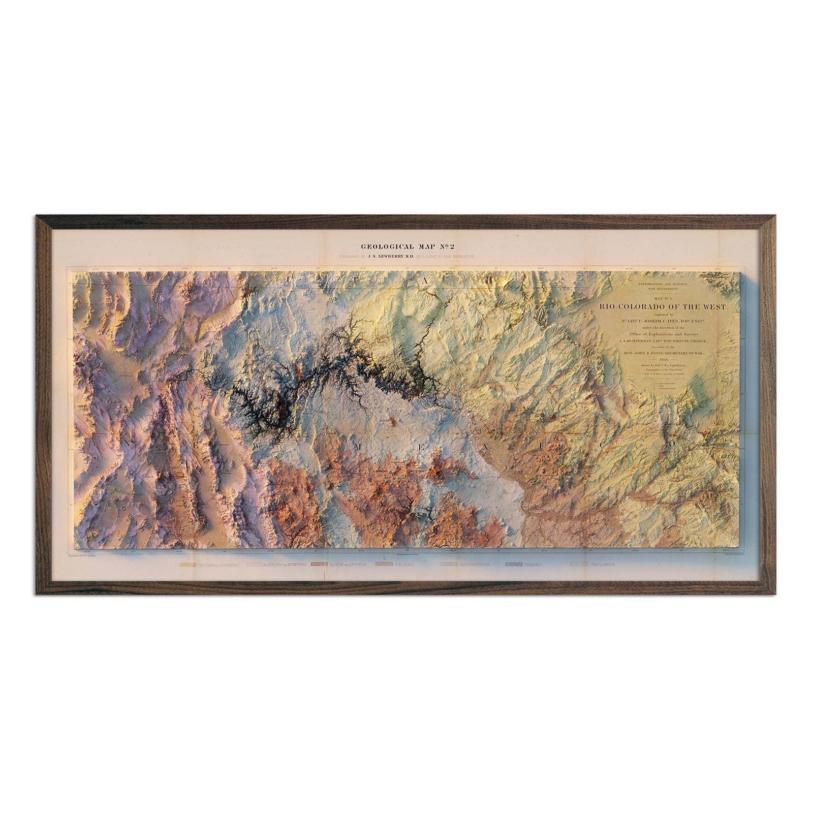 Colorado River 1858 Shaded Relief Map - Muir Way - Vintage Relief