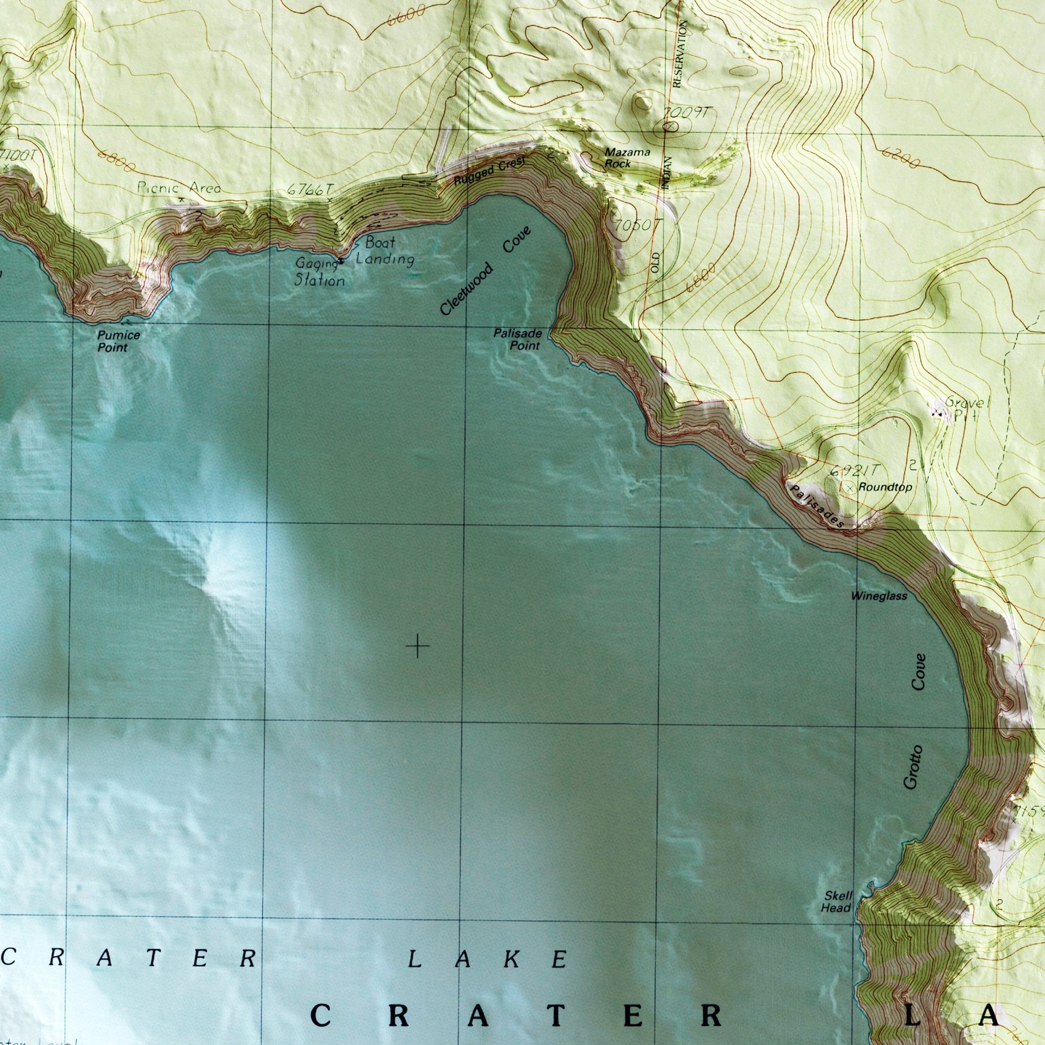 Crater Lake 1985 Shaded Relief Map - Muir Way - Vintage Relief