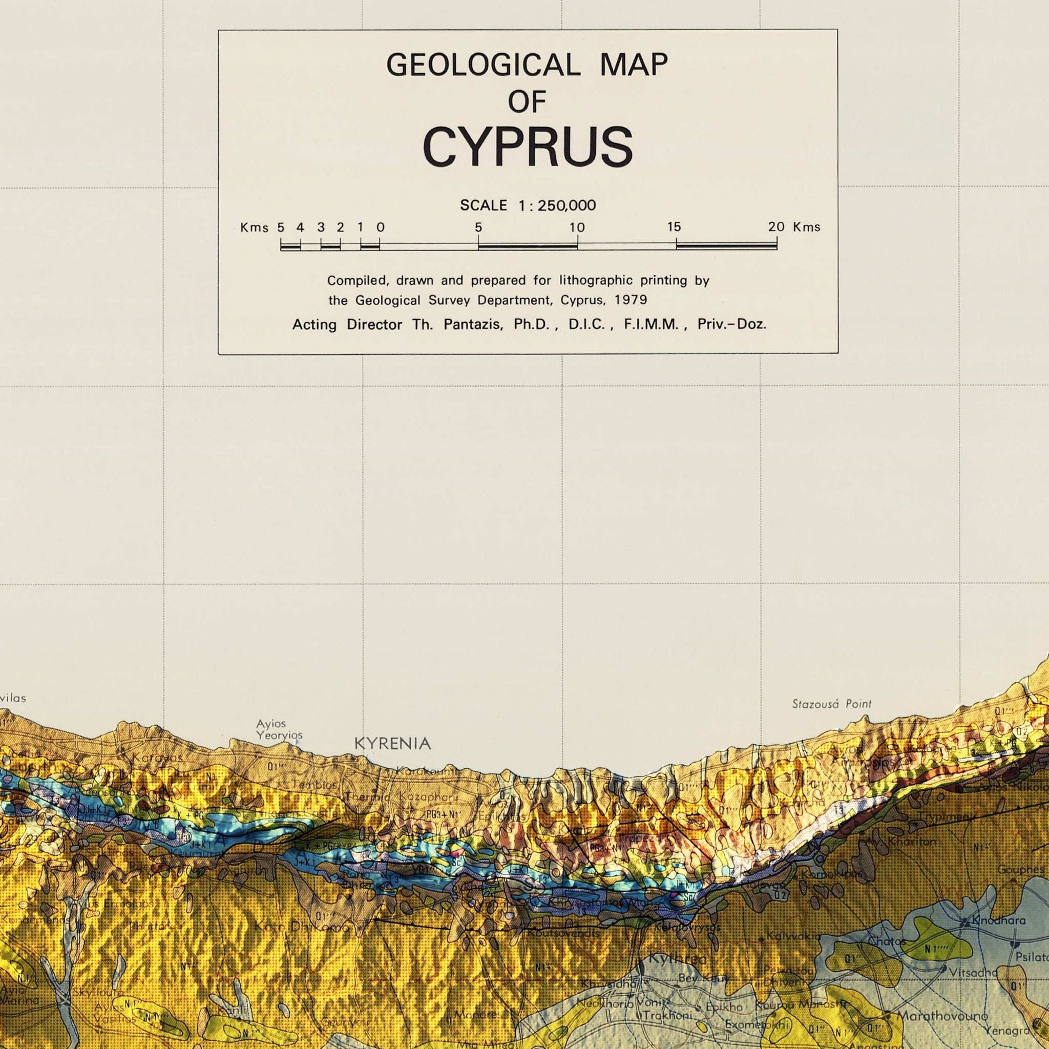 Cyprus 1979 Shaded Relief Map - Muir Way - Vintage Relief
