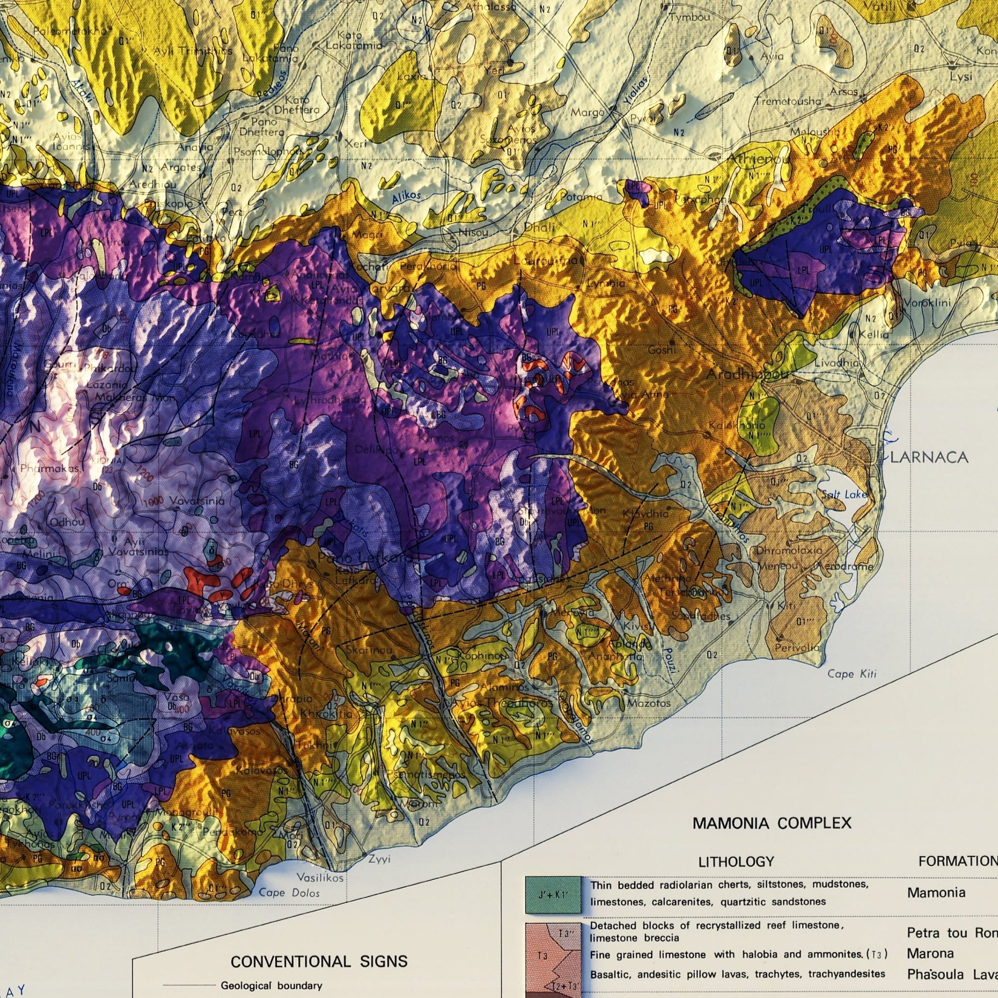 Cyprus 1979 Shaded Relief Map - Muir Way - Vintage Relief