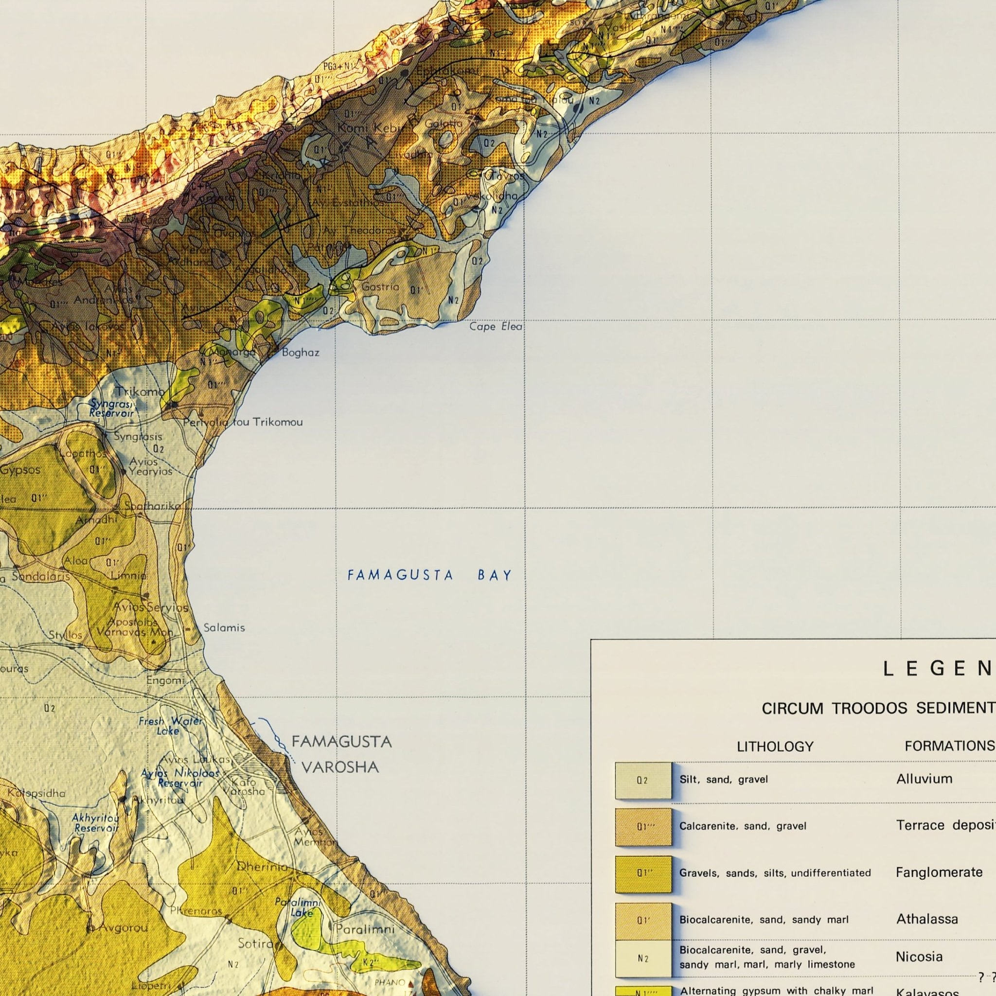 Cyprus 1979 Shaded Relief Map - Muir Way - Vintage Relief