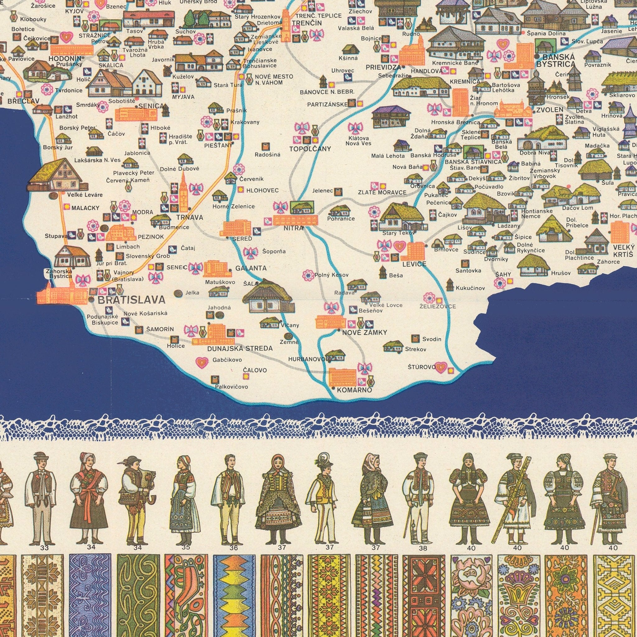 Czechoslovakia Pictorial Map - Muir Way - Vintage Map