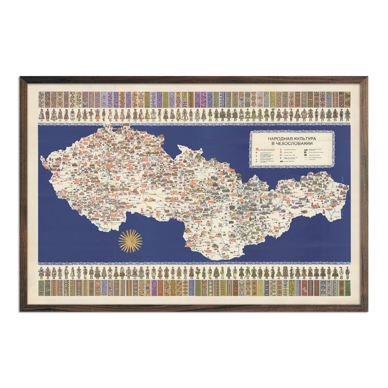 Czechoslovakia Pictorial Map - Muir Way - Vintage Map