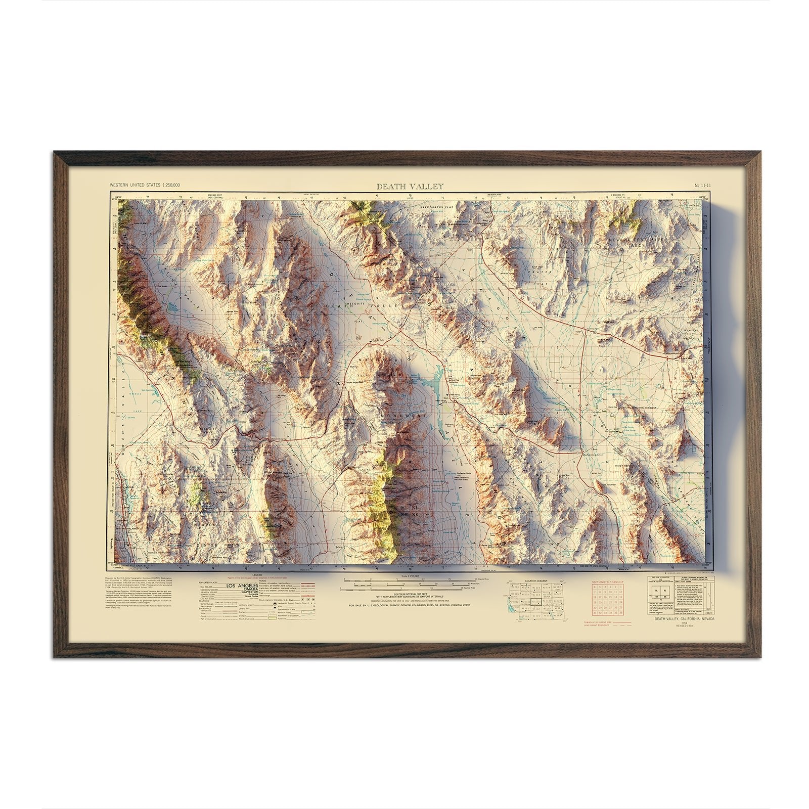 Death Valley National Park 1954 Shaded Relief Map - Muir Way - Vintage Relief