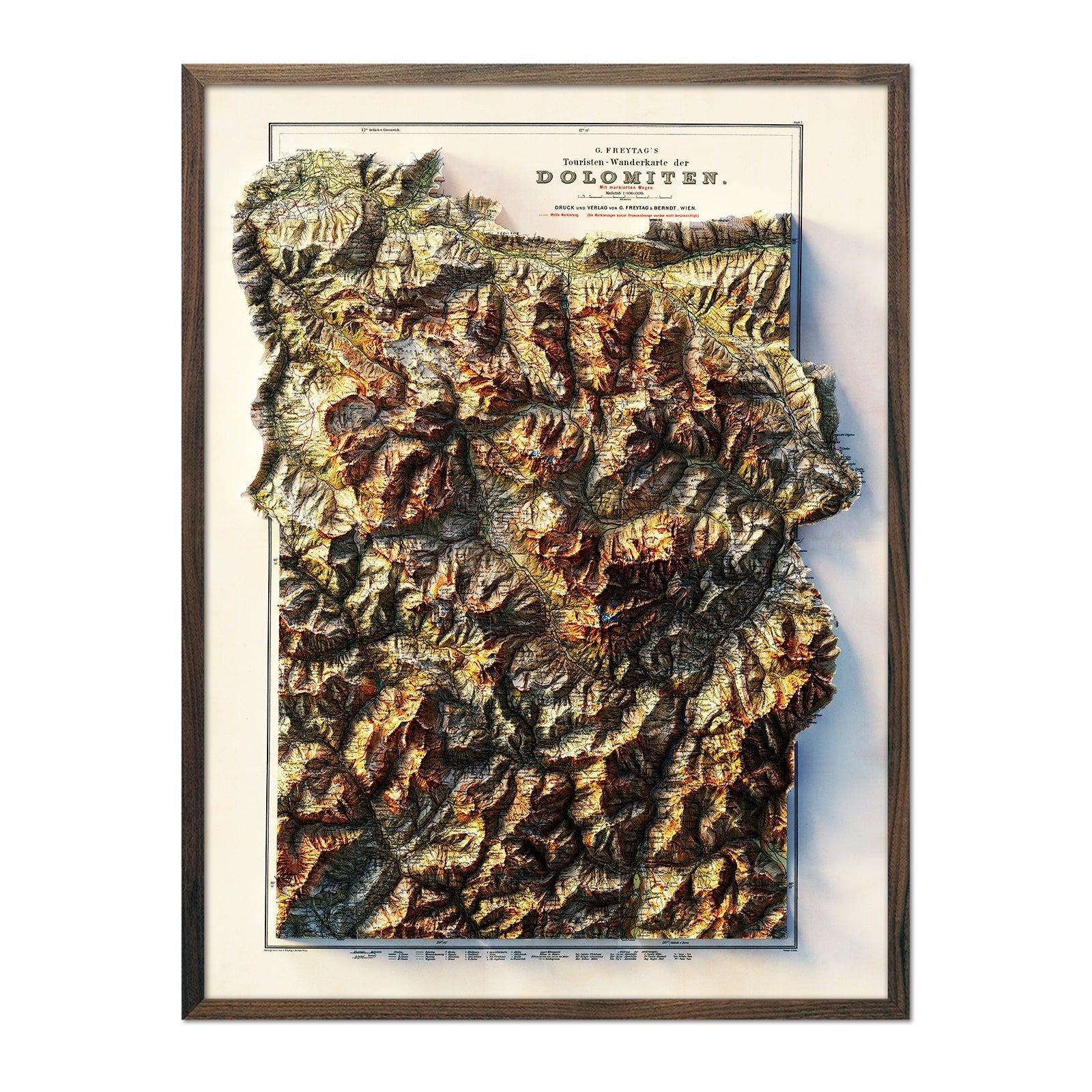 Dolomites 1904 Shaded Relief Map - Muir Way - Vintage Relief