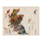 England and Scotland 1957 Shaded Relief Map - Muir Way - Vintage Relief