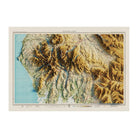 English Lakes 1941 Shaded Relief Map - Muir Way - Vintage Relief