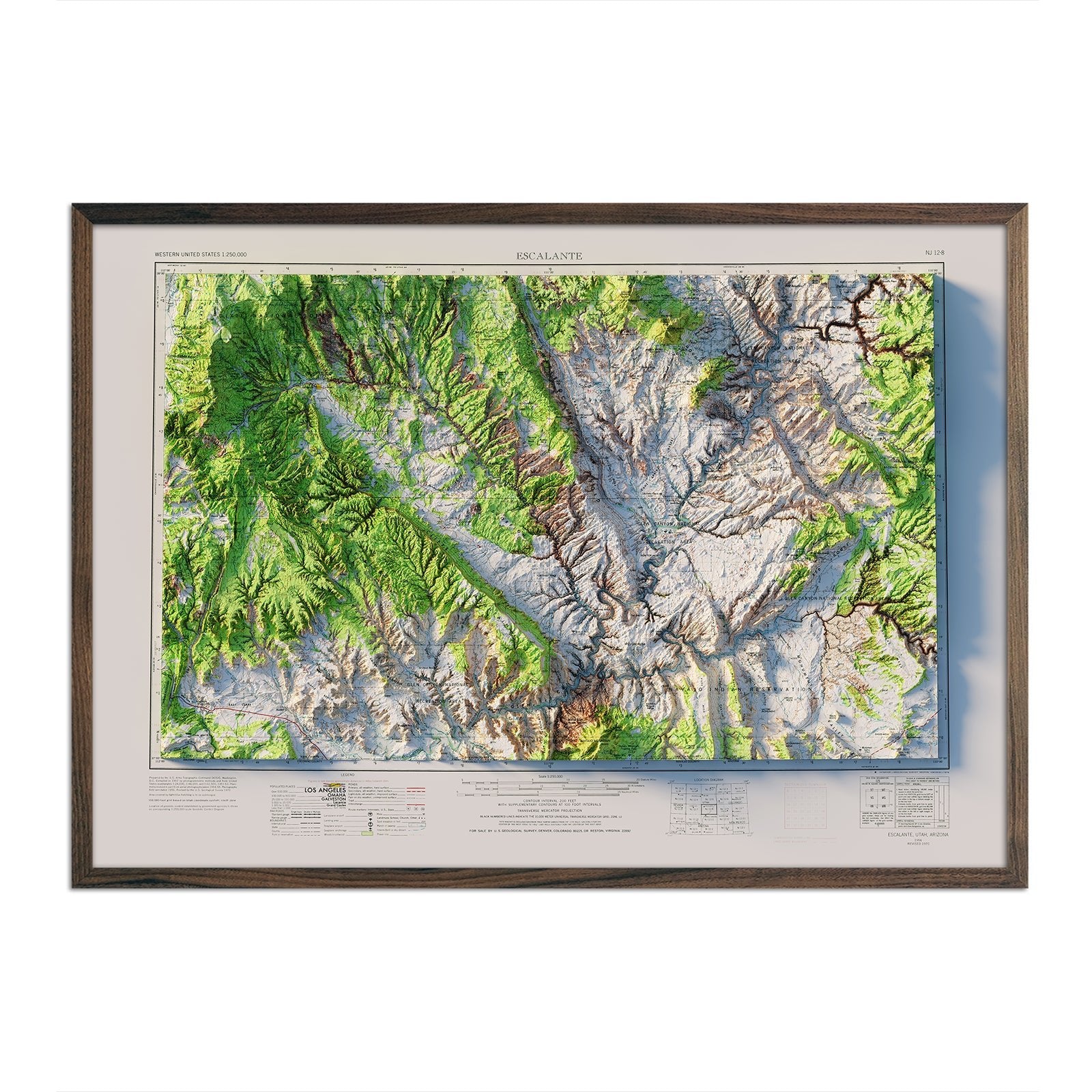 Escalante, Utah 1956 Shaded Relief Map - Muir Way - Vintage Relief