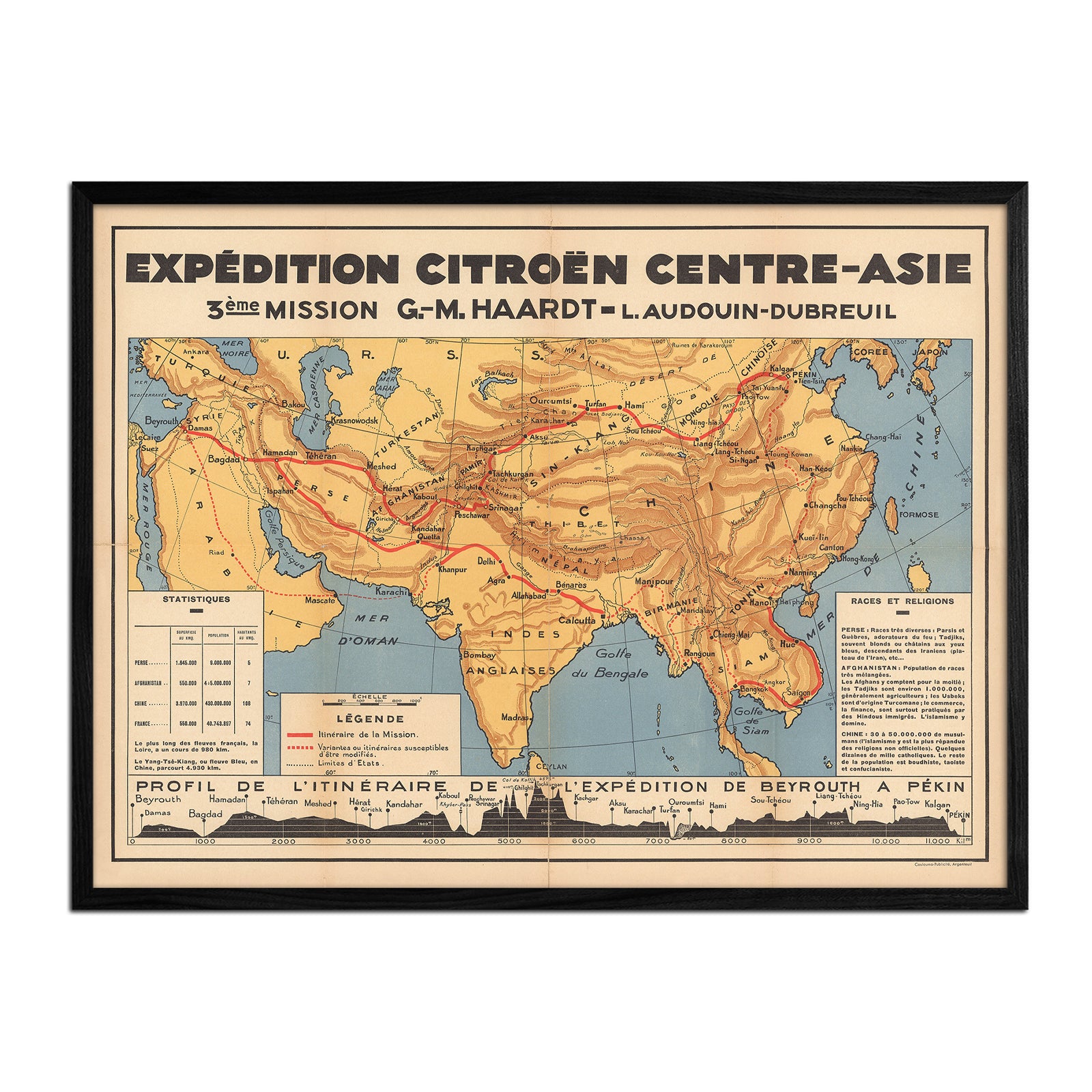Expedition Citroen Centre - Asie - Muir Way - Vintage Map
