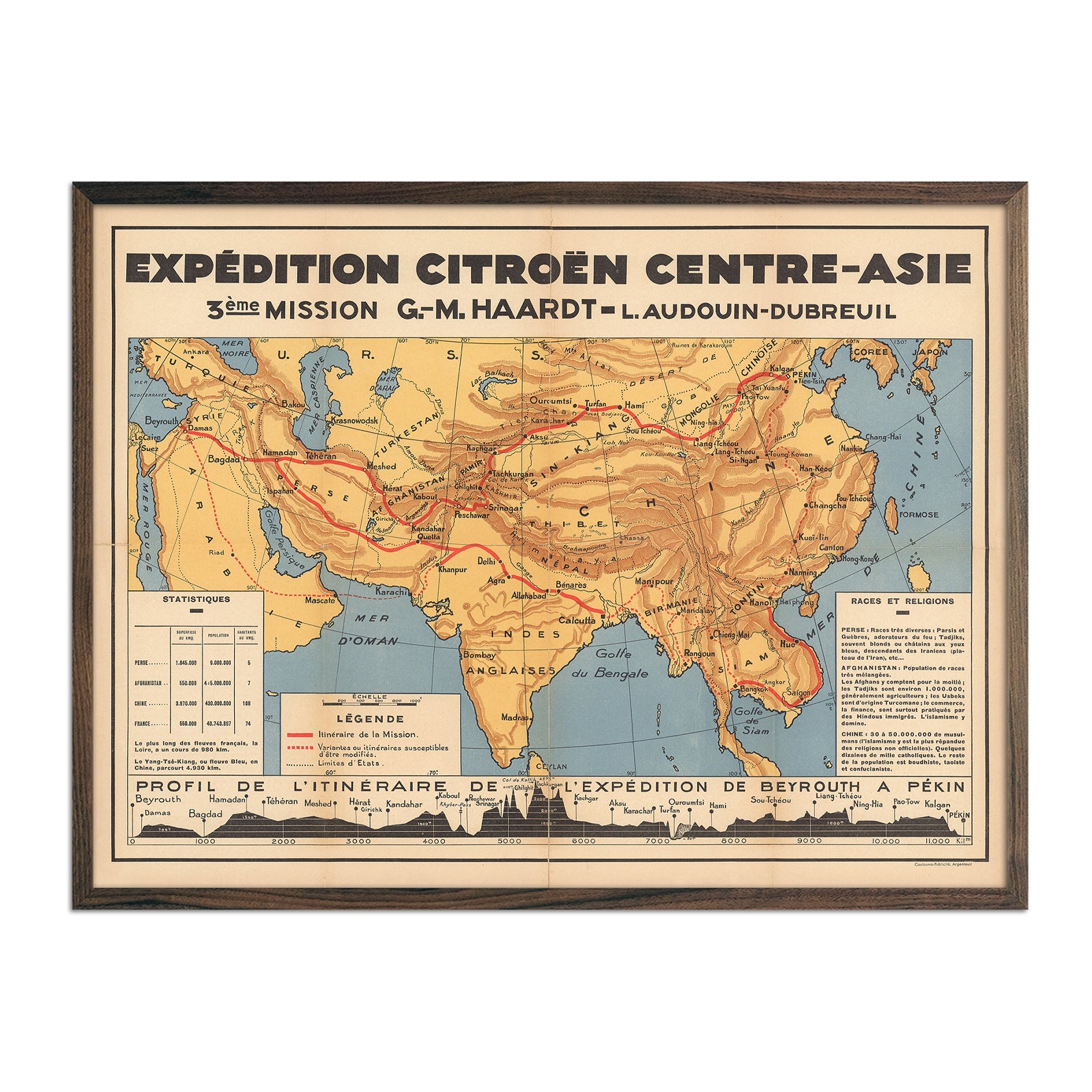 Expedition Citroen Centre - Asie - Muir Way - Vintage Map