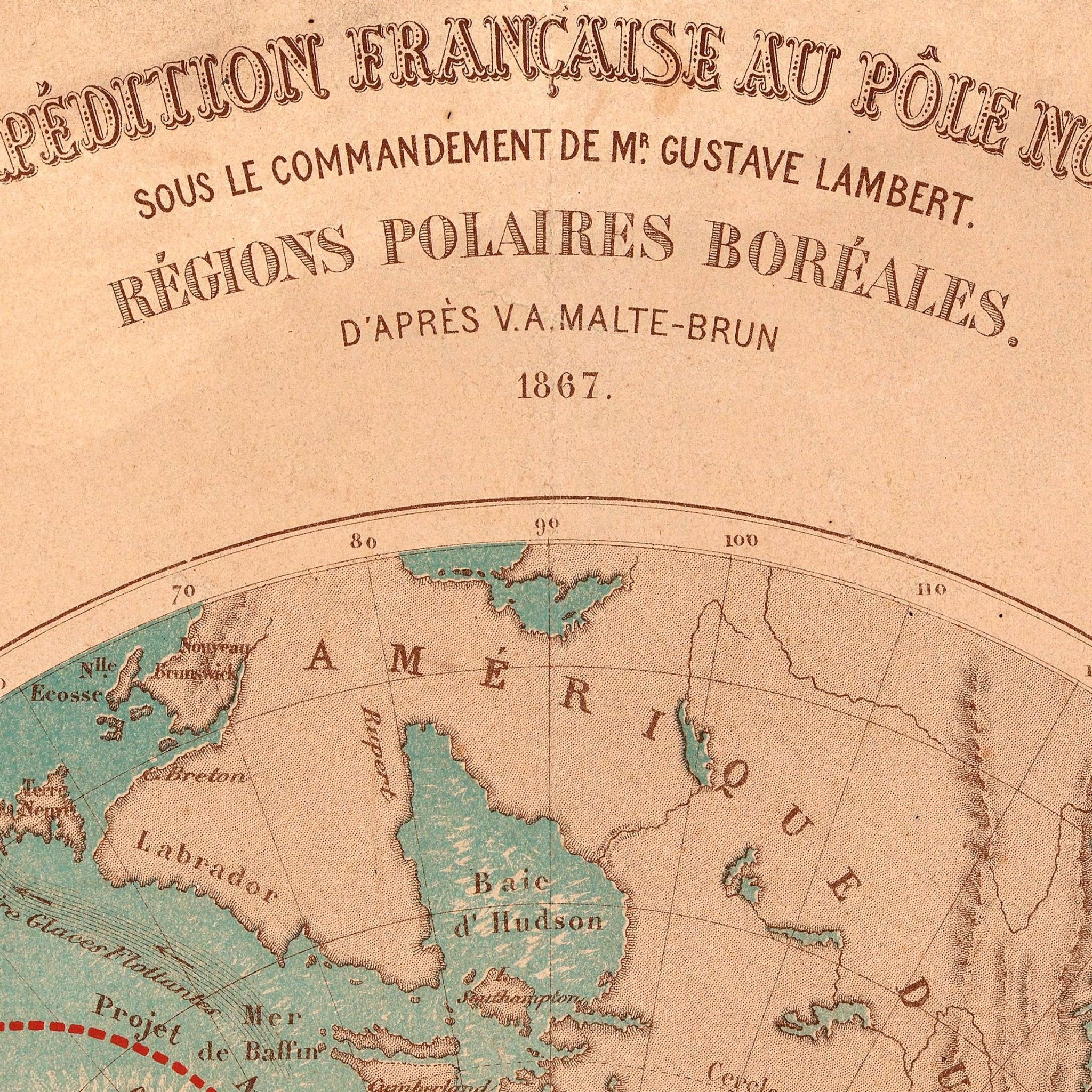 Expedition Francaise Au Pole Nord - Muir Way - Vintage Map