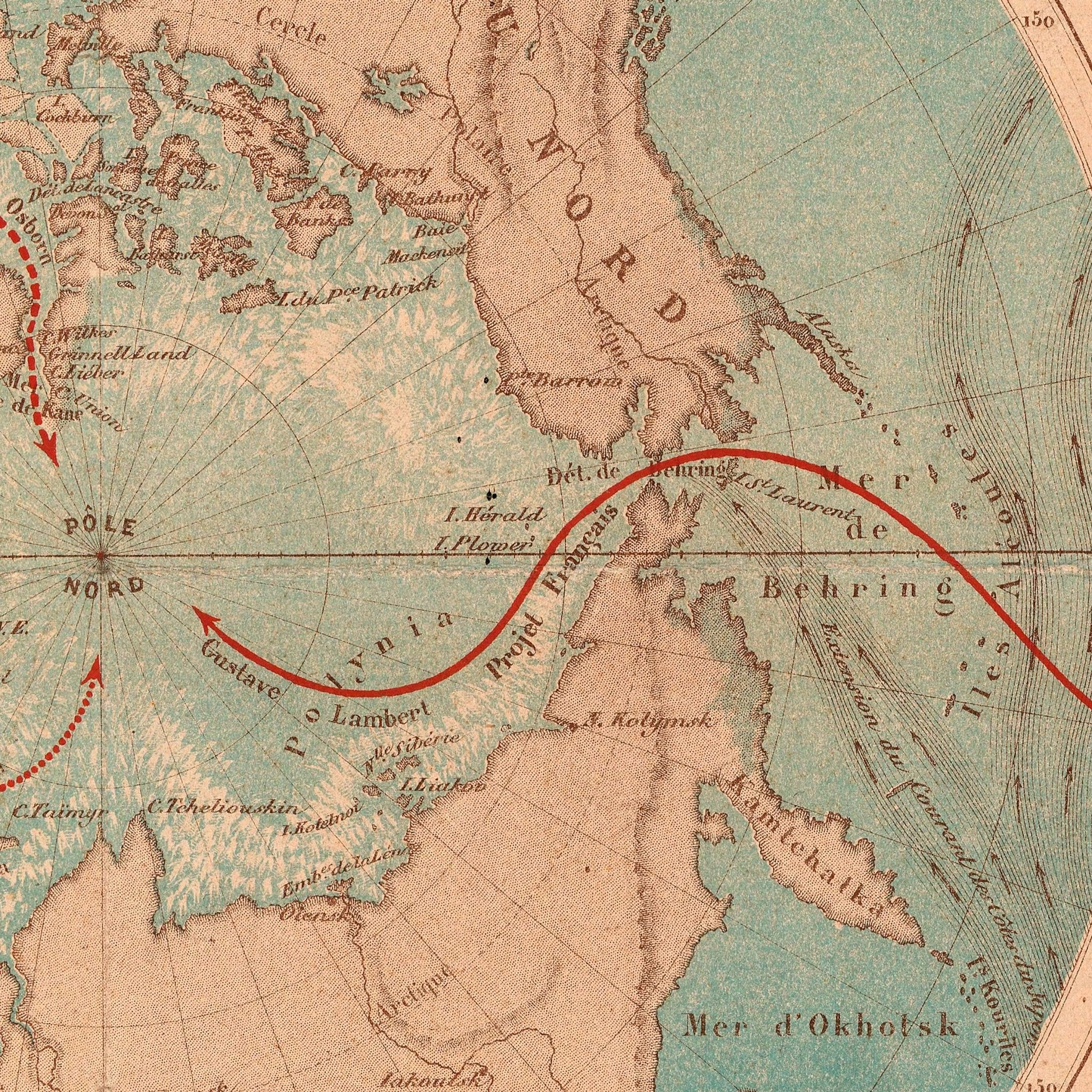 Expedition Francaise Au Pole Nord - Muir Way - Vintage Map