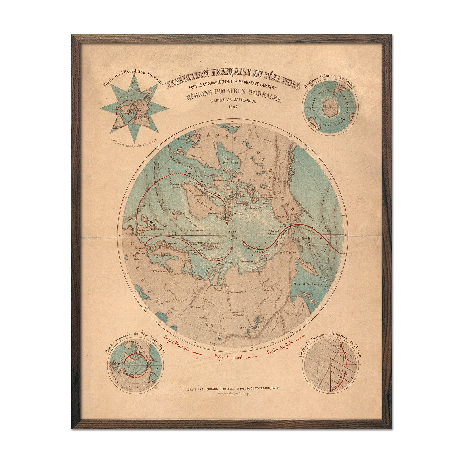 Expedition Francaise Au Pole Nord - Muir Way - Vintage Map