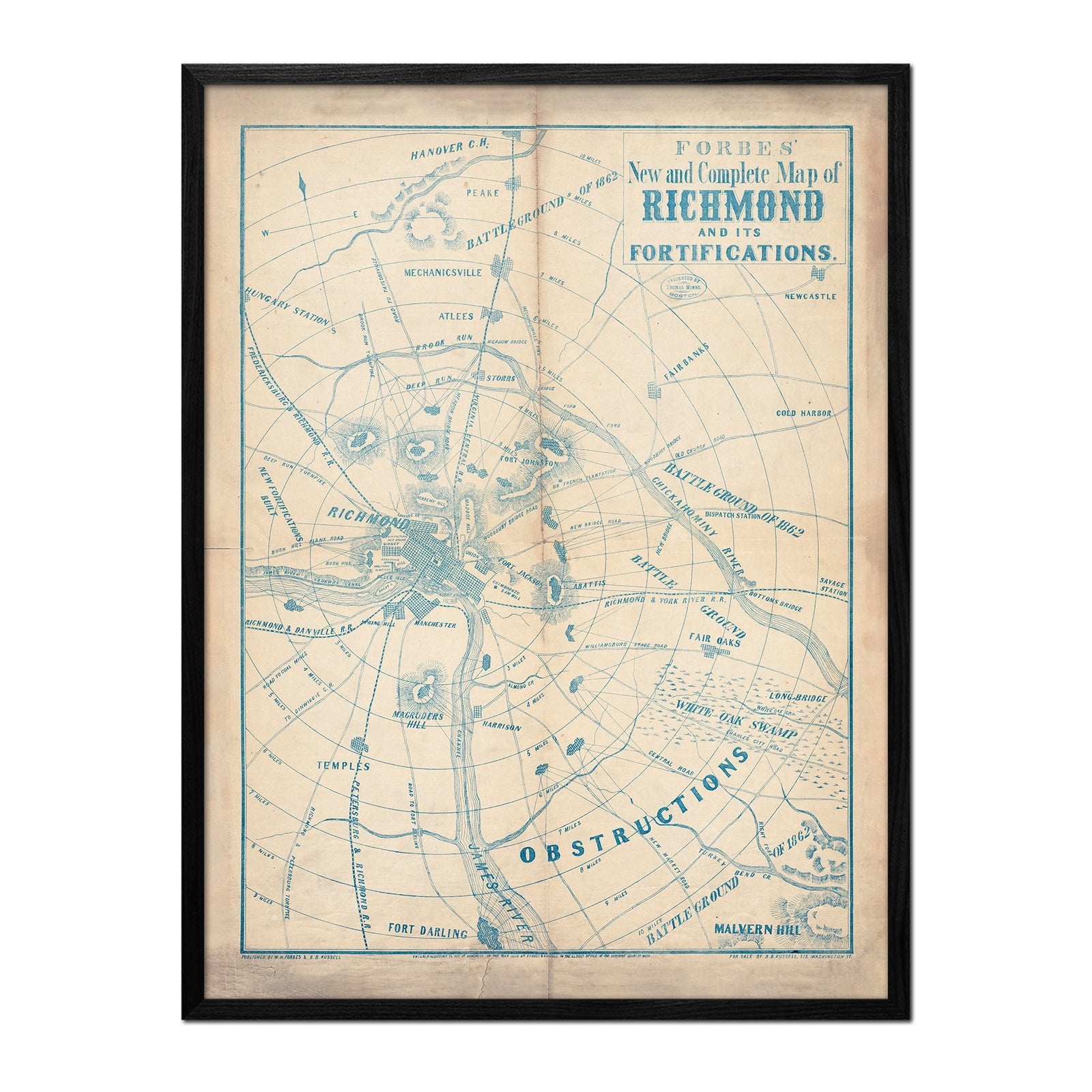 Forbes' New and Complete Map of Richmond and Its Fortifications - Muir Way - Vintage Map